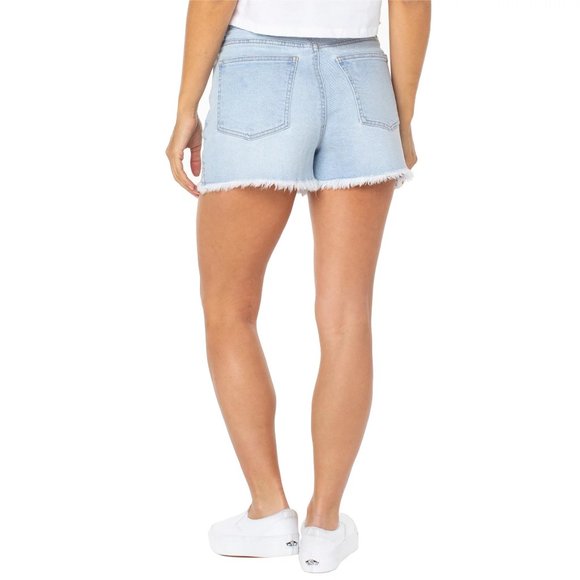 Juniors Daisy Embroidered Denim Jean Shorts Frayed Hem 5 Pocket Size 19/34 NWT - Picture 4 of 4